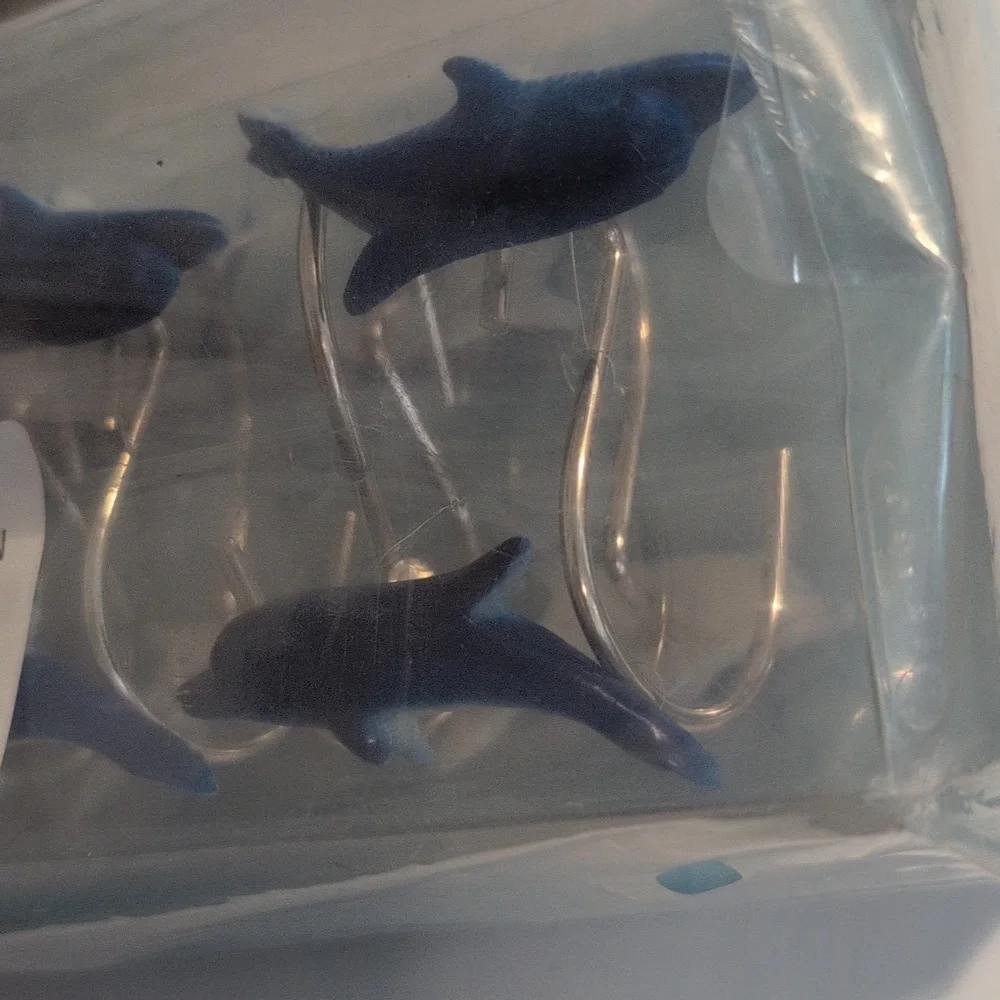 Dolphin‎ Fish Ocean Shower Curtain And Hook Set Nip